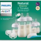 Philips Avent Natural Response Pack 5 biberones cristal, 2 chupetes, cepillo - SCD879/11