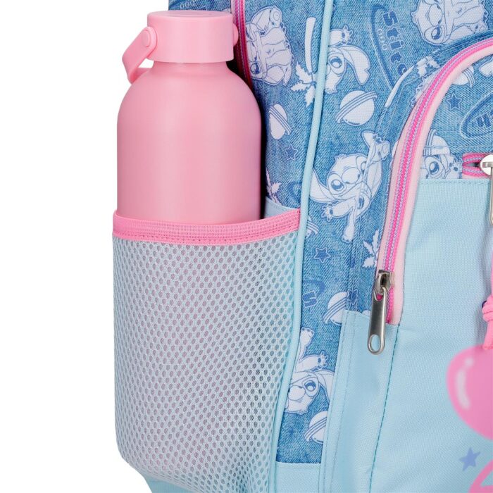 Mochila escolar con carro Stitch Hearts 23x28x10cm Denim Mochila escolar con carro Stitch Hearts 23x28x10cm Denim