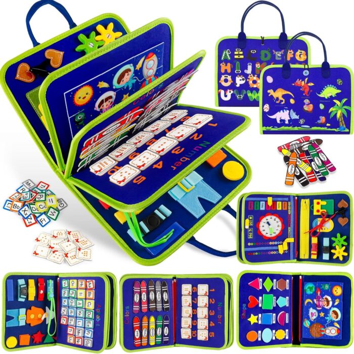Libro Educativo Sensorial para Niños y Niñas, Juguete Montessori Portátil con Actividades Interactivas, Colores, Formas, Números, Letras y Animales, Libro Didáctico de Fieltro para Aprender Jugando, Disponible en Azul, Rosa y Verde Libro Educativo Sensorial para Niños y Niñas, Juguete Montessori Portátil con Actividades Interactivas, Colores, Formas, Números, Letras y Animales, Libro Didáctico de Fieltro para Aprender Jugando, Disponible en Azul, Rosa y Verde