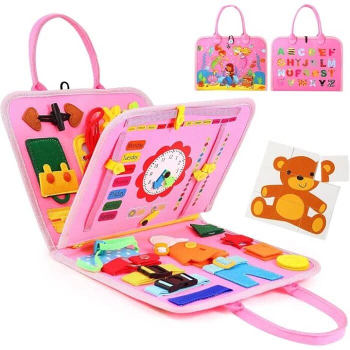 Libro Educativo Sensorial para Niños y Niñas, Juguete Montessori Portátil con Actividades Interactivas, Colores, Formas, Números, Letras y Animales, Libro Didáctico de Fieltro para Aprender Jugando, Disponible en Azul, Rosa y Verde Libro Educativo Sensorial para Niños y Niñas, Juguete Montessori Portátil con Actividades Interactivas, Colores, Formas, Números, Letras y Animales, Libro Didáctico de Fieltro para Aprender Jugando, Disponible en Azul, Rosa y Verde