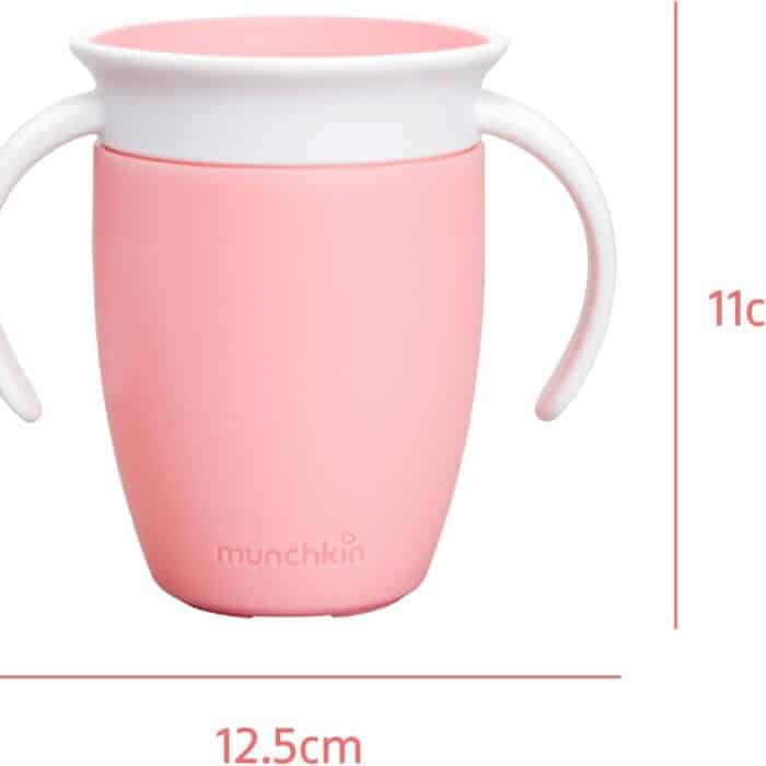 Munchkin dos Tazas Sippy Miracle 360, Entrenadora para Niños Pequeños & Bebés, Libre de BPA, Sin Derrames, A Prueba de Fugas, para Destete de Bebé de 6+ Meses, 7oz/207ml, Rosa