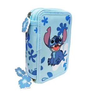 Estuche escolar Stitch de 3 cremalleras