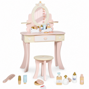 AIYAPLAY Tocador infantil 2 en 1 con taburete y accesorios