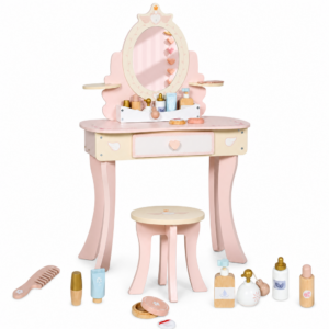 AIYAPLAY Tocador infantil 2 en 1 con taburete y accesorios